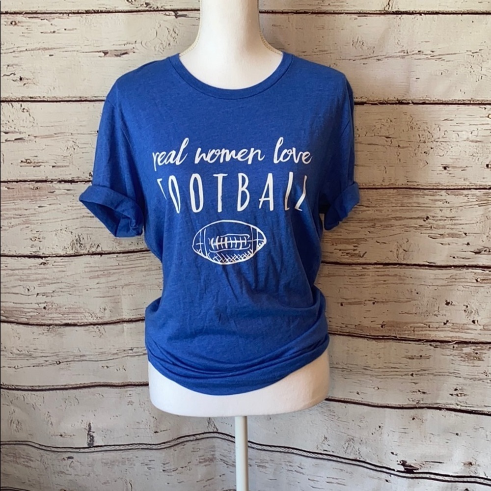 Bella Canvas Blue Football Women’s Shirt Large